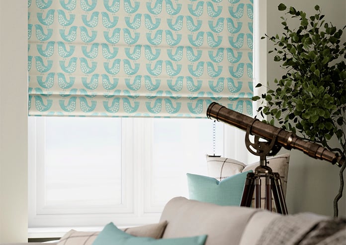Scandi Birds, Aqua - Roman Blind - Image 5